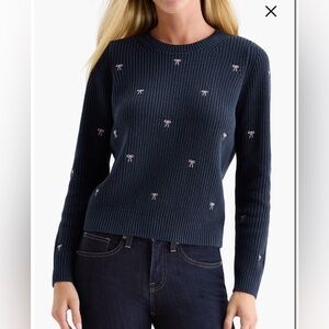 Lucky Brand Dark Blue Sweater with Light Bows Details